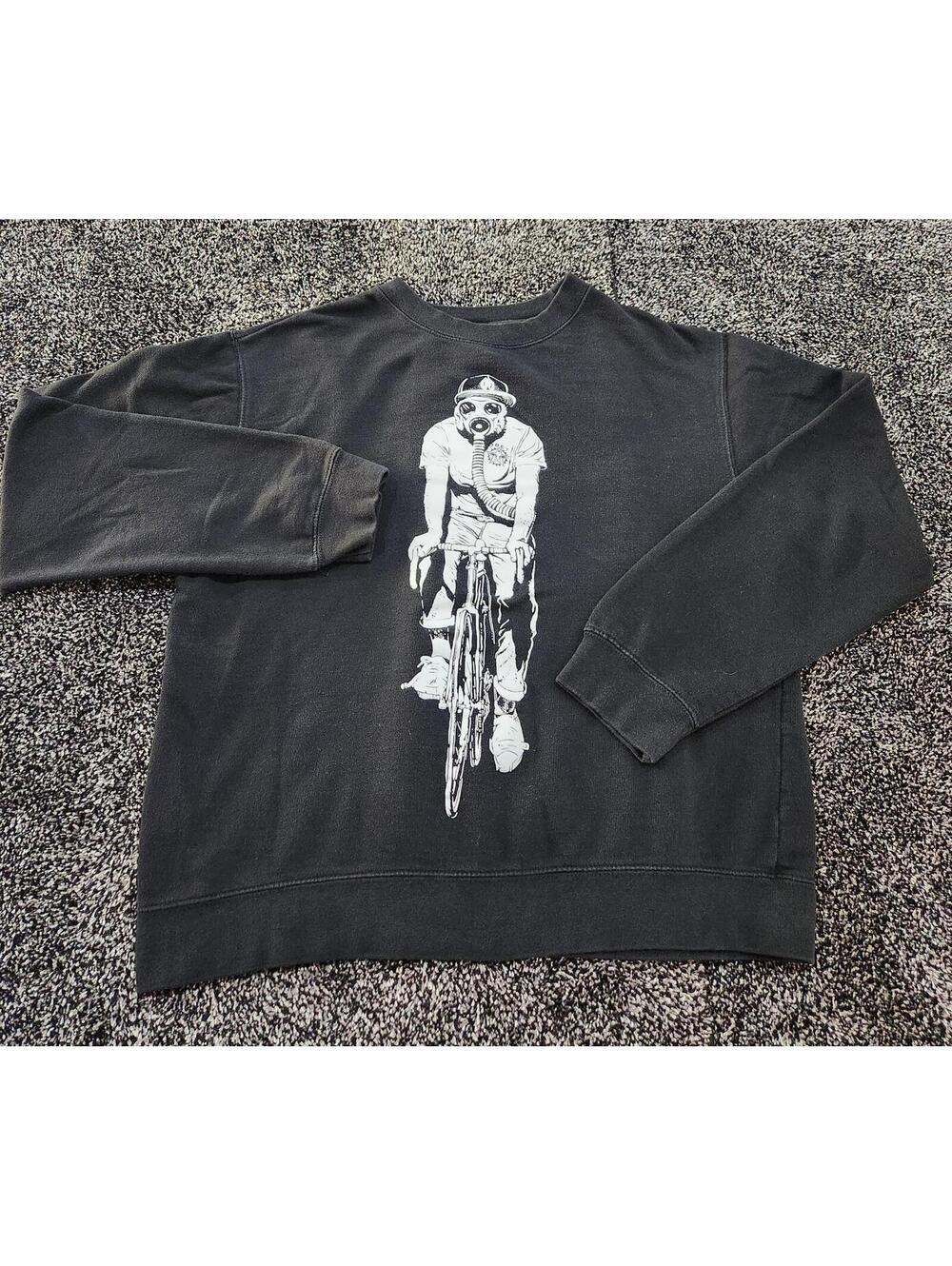 Vintage Y2K Obey Men’s Crewneck Pullover Sweatshirt Bike Gasmask Black Sz Medium